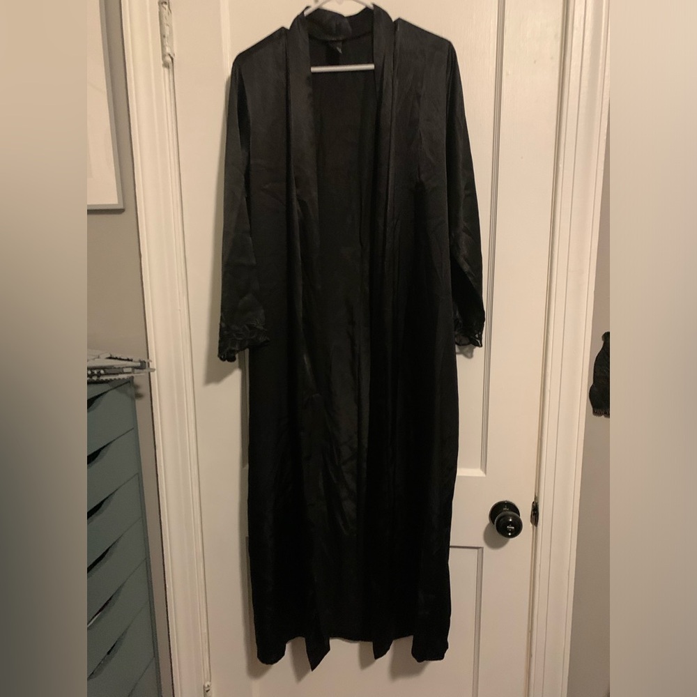 Black satin robe